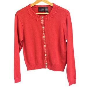 Vintage Crazy Horse Cardigan Sweater Grandmacore Cottagecore Raspberry Pink S